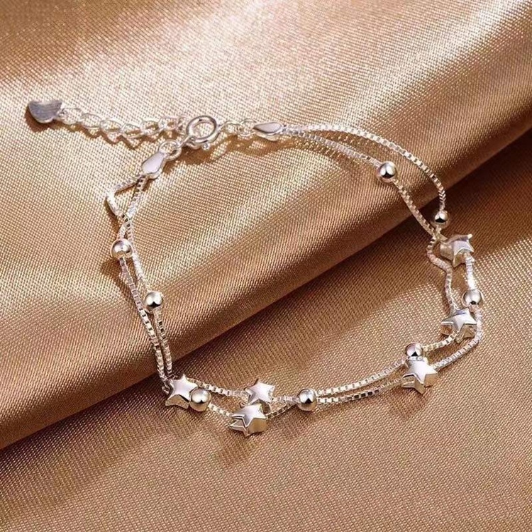 Lắc tay dây đôi thời trang, bạc S925 sáng bóng cực xinh - LT141