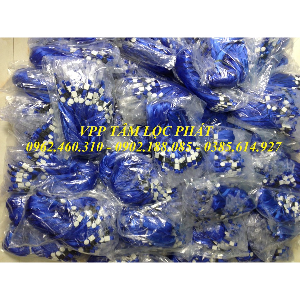 Sỉ 100 Dây đeo thẻ lụa móc nhựa màu XANH BIỂN, bản rộng 1cm