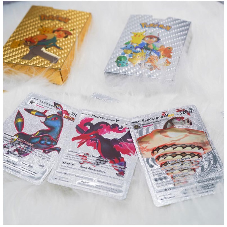 Bộ Thẻ Bài Pokemon Màu Vàng/Bạc/Đen Cho Trẻ Em