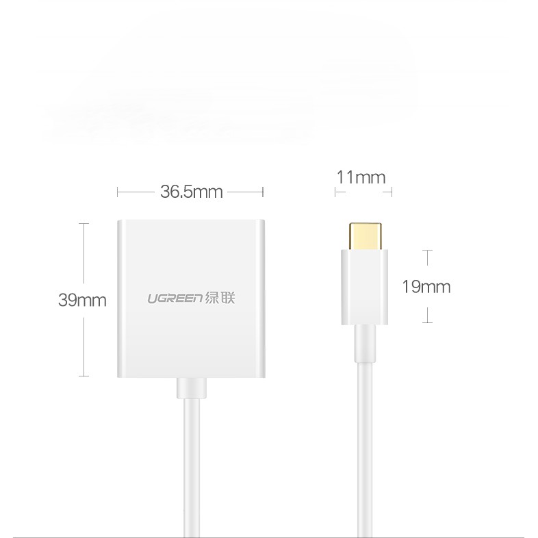 Bộ chuyển đổi USB-C sang VGA dài 10CM UGREEN CM140 - Hàng phân phối chính hãng