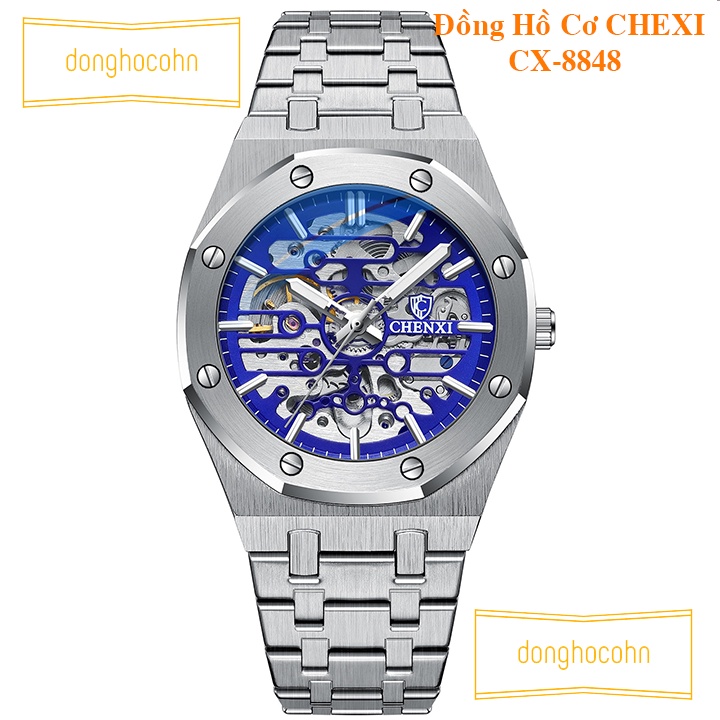 Đồng hồ cơ nam Chenxi dây thép lộ máy tự động cao cấp CX-8848