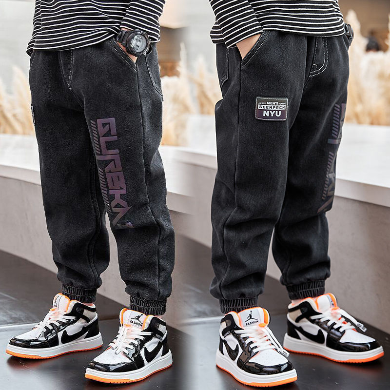 Quần Jeans Dài Dáng Rộng Thời Trang Cho Bé Trai