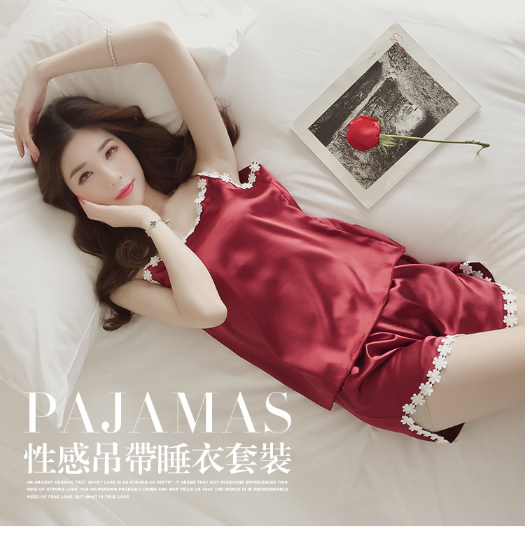 áo nữ đồ bộ pyjama pijama Set áo ngủ lụa dây kèm quần ngắn thời trang mùa hè gợi cảm cho nữ có cỡ lớn  đồ ngủ nữ tiểu thư dễ thương lụa sexy cute bigsize dài tay hai 2 dây