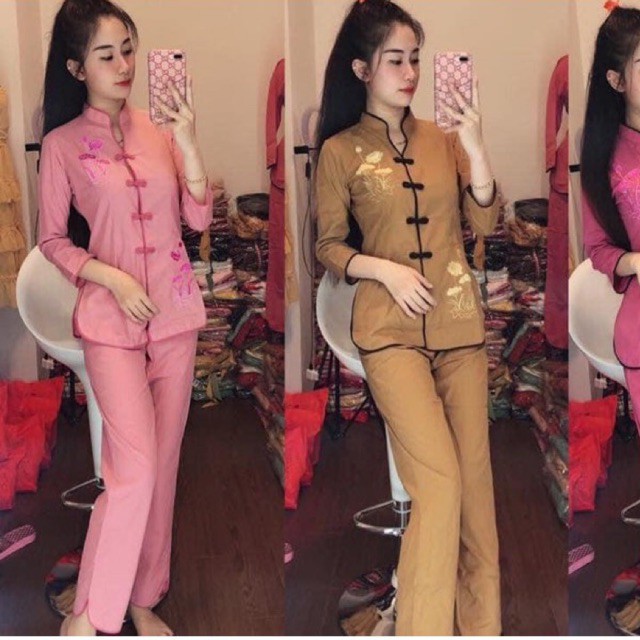 (Freeship) Đồ lam đi chùa mẫu cổ tàu thêu sen , đồ phật tử giá rẻ | BigBuy360 - bigbuy360.vn