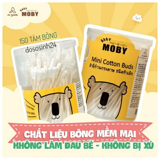 Baby Moby - Hộp bông tăm cỡ nhỏ (150 cái/hộp)