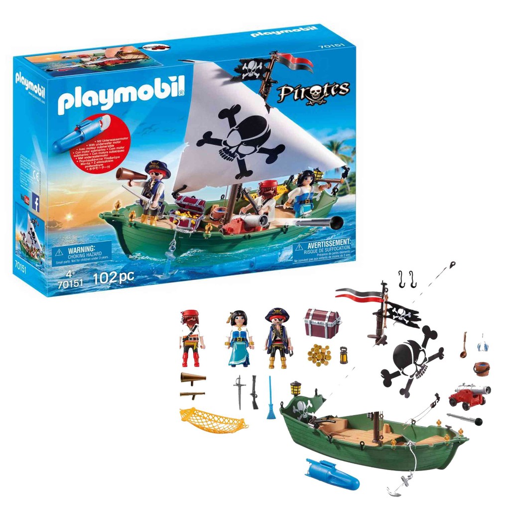 Đồ chơi mô hình Playmobil Tàu hải tặc với động cơ dưới nước