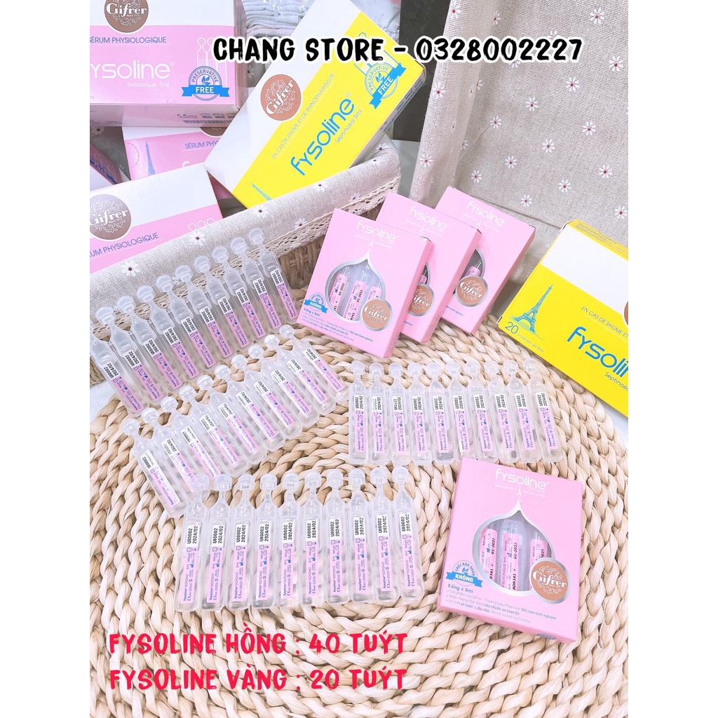 [CHÍNH HÃNG] Hộp 40 Tép Nước Muối Sinh Lý Hồng/ Vàng Fysoline Xuất Xứ Pháp