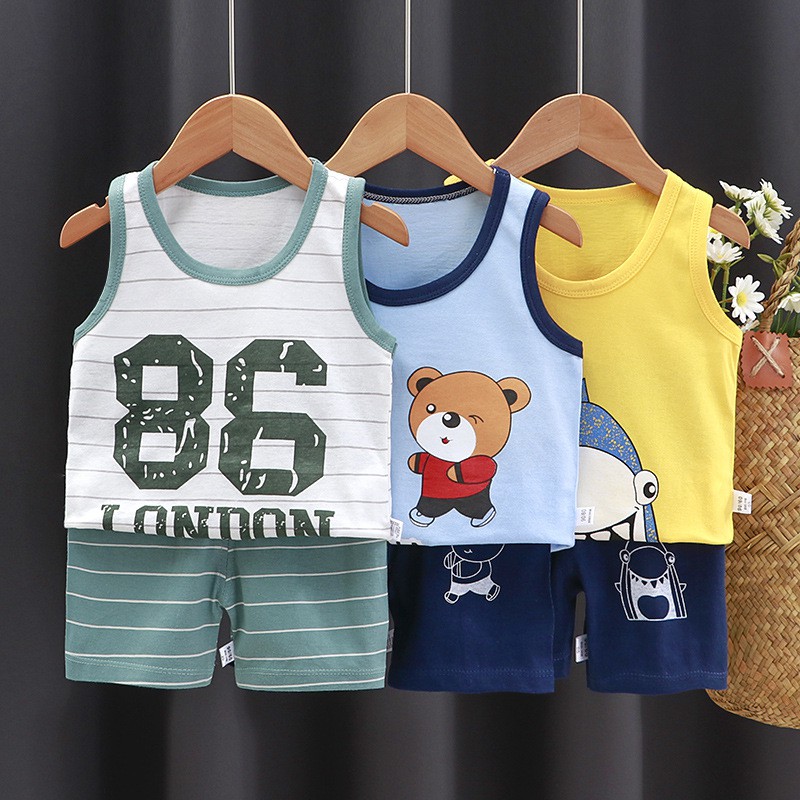 Set Áo Sát Nách + Quần Short Cho Bé 3-72 Tháng Tuổi