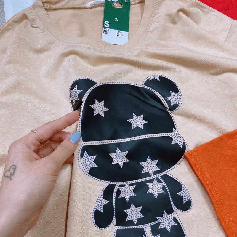 Áo phông người máy phom thụng tay lỡ dáng rộng Áo thun form to cotton