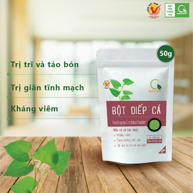 Bột Diếp Cá Sấy Lạnh Quảng Thanh (Túi 50g) trị mụn. kháng viêm, làm đẹp da, trắng da, detox cơ thể, trị trĩ.