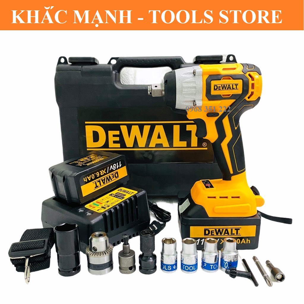 MÁY SIẾT BULONG DEWALT CAO CẤP LOẠI 3 ĐÈN LED TRỢ SÁNG, TẶNG BỘ ĐẦU CHUYỂN ĐA NĂNG KÈM 5 KHẨU