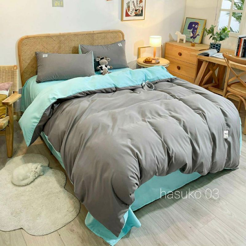 Bộ Vỏ Chăn Ga Gối Cotton Đũi tici Mẫu Mới Nhất 2021