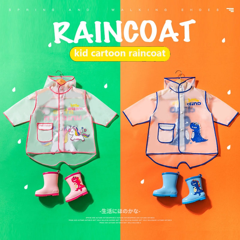 SUGE Áo Mưa Chống Nước In Hình Khủng Long Nhỏ Dễ Thương Cho Bé