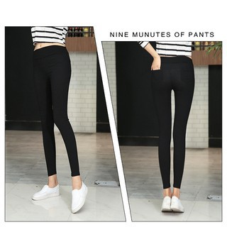 Quần legging nữ co giãn 4 chiều chất vải umi hàn dày dặn co giãn tốt, quần thun ôm cạp cao DÁNG DÀI màu đen