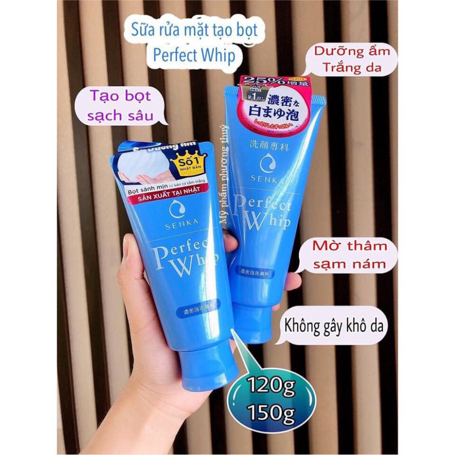 Sữa rửa mặt tạo bọt chiết xuất tơ tằm trắng Senka Perfect Whip 120g | BigBuy360 - bigbuy360.vn