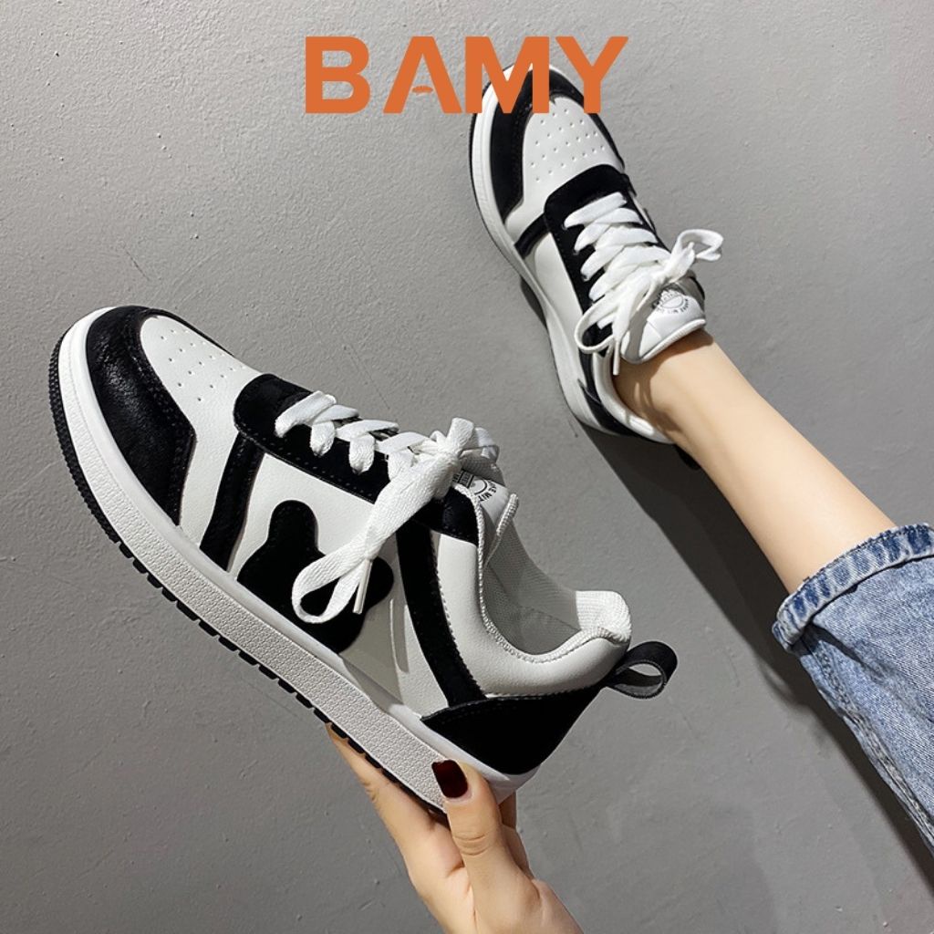 Giày thể thao nữ hình mặt gấu, Giày Sneaker nữ BAMY đế bánh mì dáng basic cao 3 phân