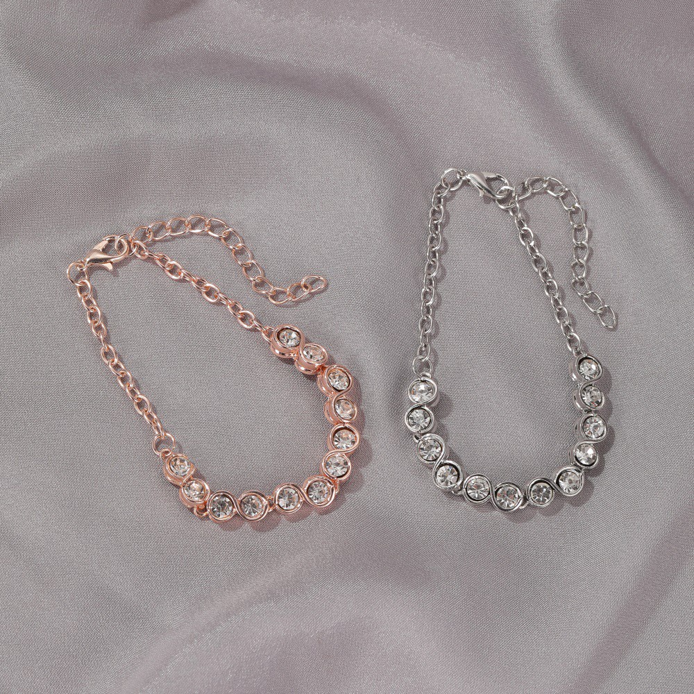 Vòng Tay Đính Đá Zircon Hình Tròn Phong Cách Hàn Quốc