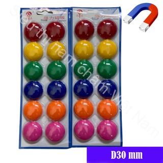 Nam châm đính bảng từ vỉ D30mm các màu
