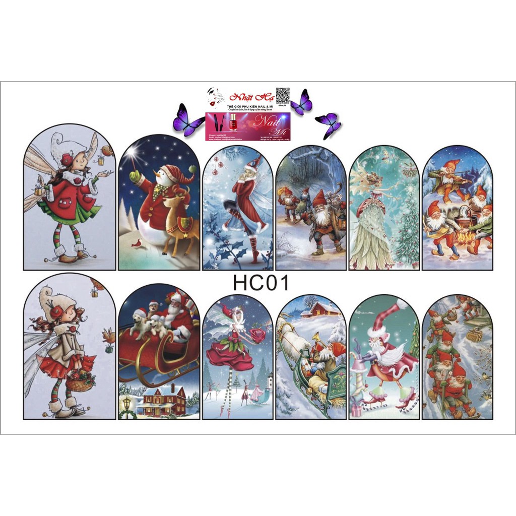 Sticker 3D Noel Giáng Sinh Tuyệt Đẹp Mẫu Mới 2021- Trang Trí Móng Nail Nghệ Thuật Mùa Giáng Sinh
