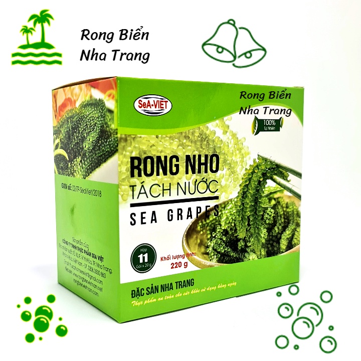 Hộp 220g 11 gói Rong nho tách nước Sea Việt thơm ngon giàu dinh dưỡng