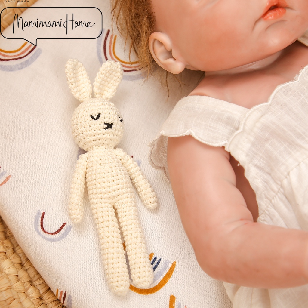 Đồ chơi thỏ nhồi bông MAMIMAMIHOME đan len handmade đáng yêu dành cho các bé