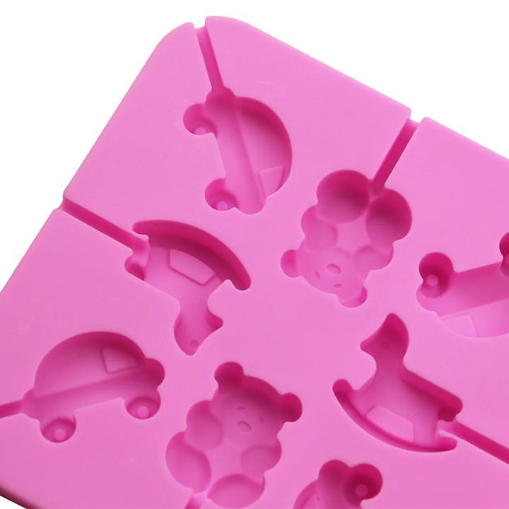 HCM - Khuôn silicon hình Gấu xe Ngựa làm kẹo que, kẹo mút, kẹo dẻo que