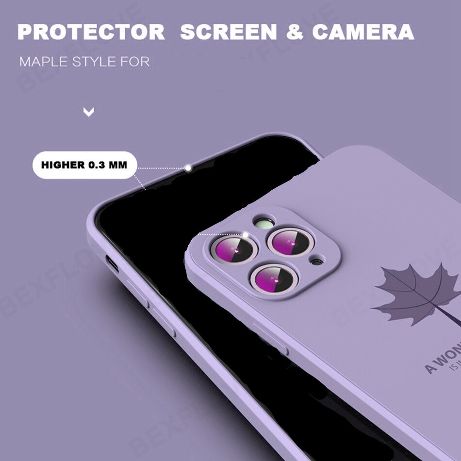 Ốp lưng iPhone 13/13 Mini/13 Pro/13 Pro Max/ 7/8Plus/XR/XS Max/11/X/XS/12/12Pro Max mẫu dẻo cạnh vuông  Lá Wonderful