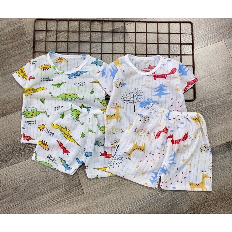 (LẺ ÁO) ÁO COTTON GIẤY CỘC TAY, BA LỖ, QUẦN ÁO TRẺ EM ĐỦ SIZE 3-15KG