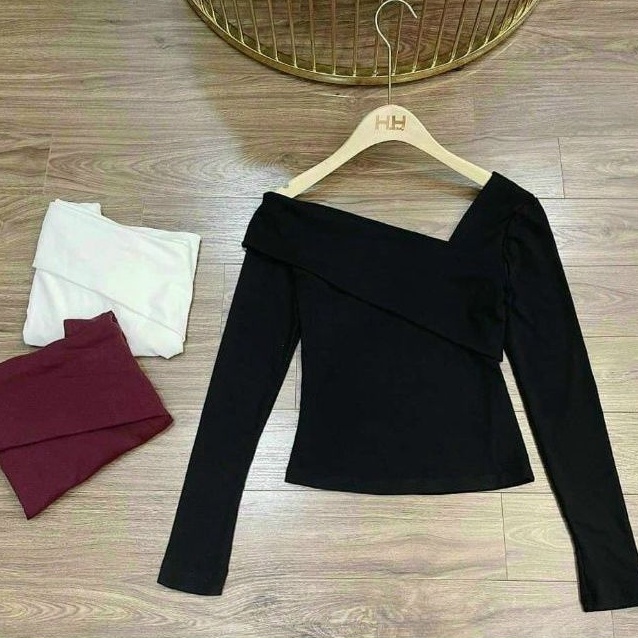 Áo thun lệch vai 1 bên quyến rũ Tay dài A15