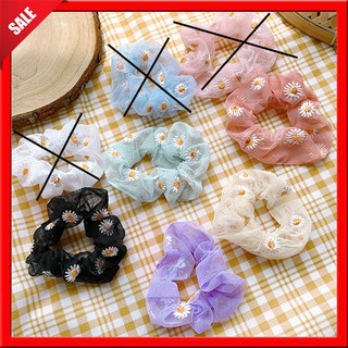 Phụ kiện tóc Dây buộc tóc Scrunchies hoa cúc dễ thương nhiều màu sắc phối đồ đẹp