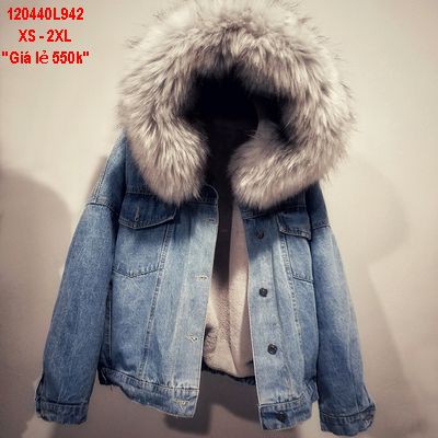 Áo khoác jeans lót lông dầy, có mũ lông lớn mềm siêu ấm. Đặc biệt có phần lông hồng cho nàng baby Size XS đến 2XL------