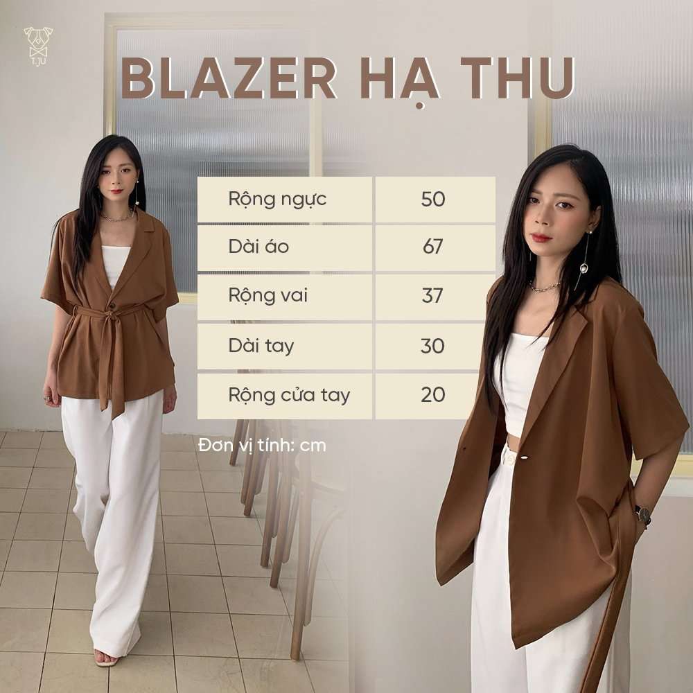 Blazer nữ cộc tay 2 cúc 1 lớp có đai, Áo khoác vest blazer 2 cúc 1 lớp kèm belt màu trơn ulzzang hàn quốc (Blazer hạ thu