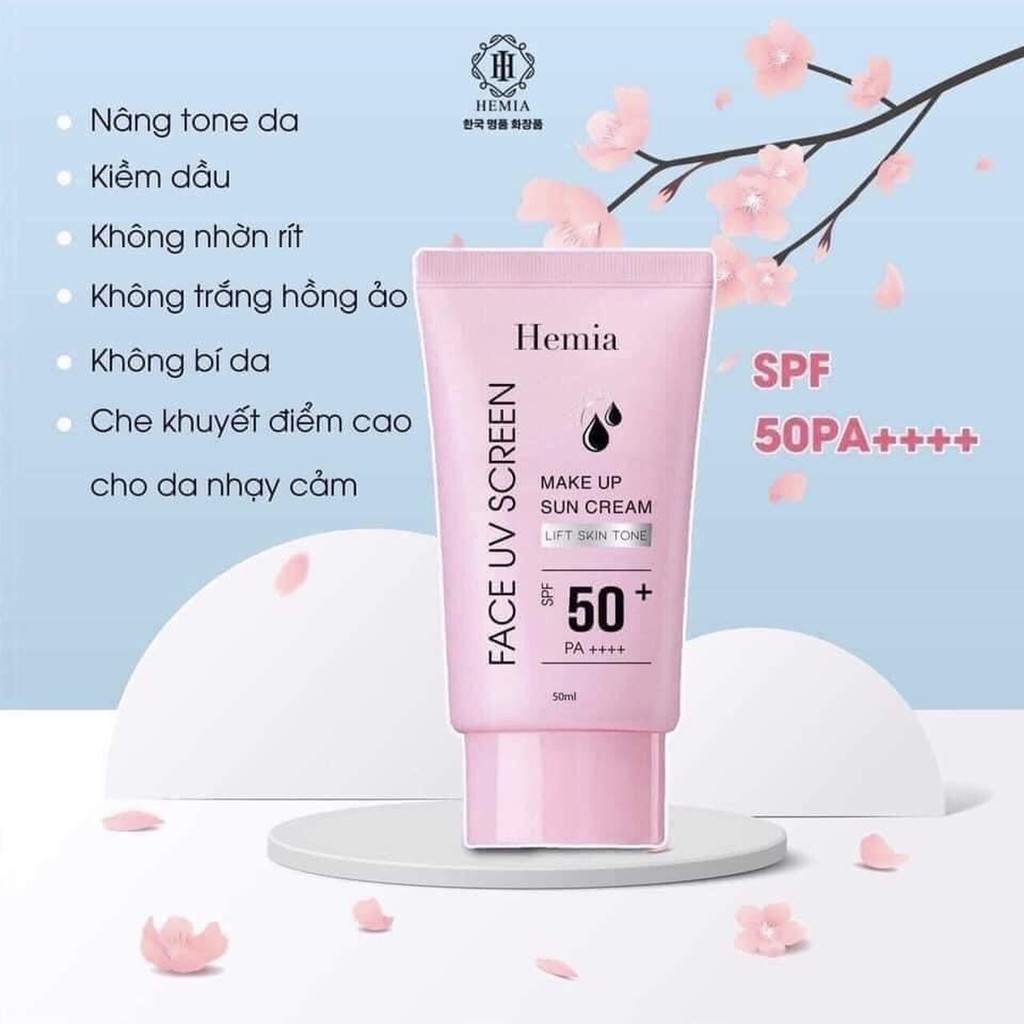 Kem Chống Nắng Hemia Hàn Quốc, bật tone, kiềm dầu , SPF 50 PA++++, Kem Chống Nắng dành cho mọi loại da