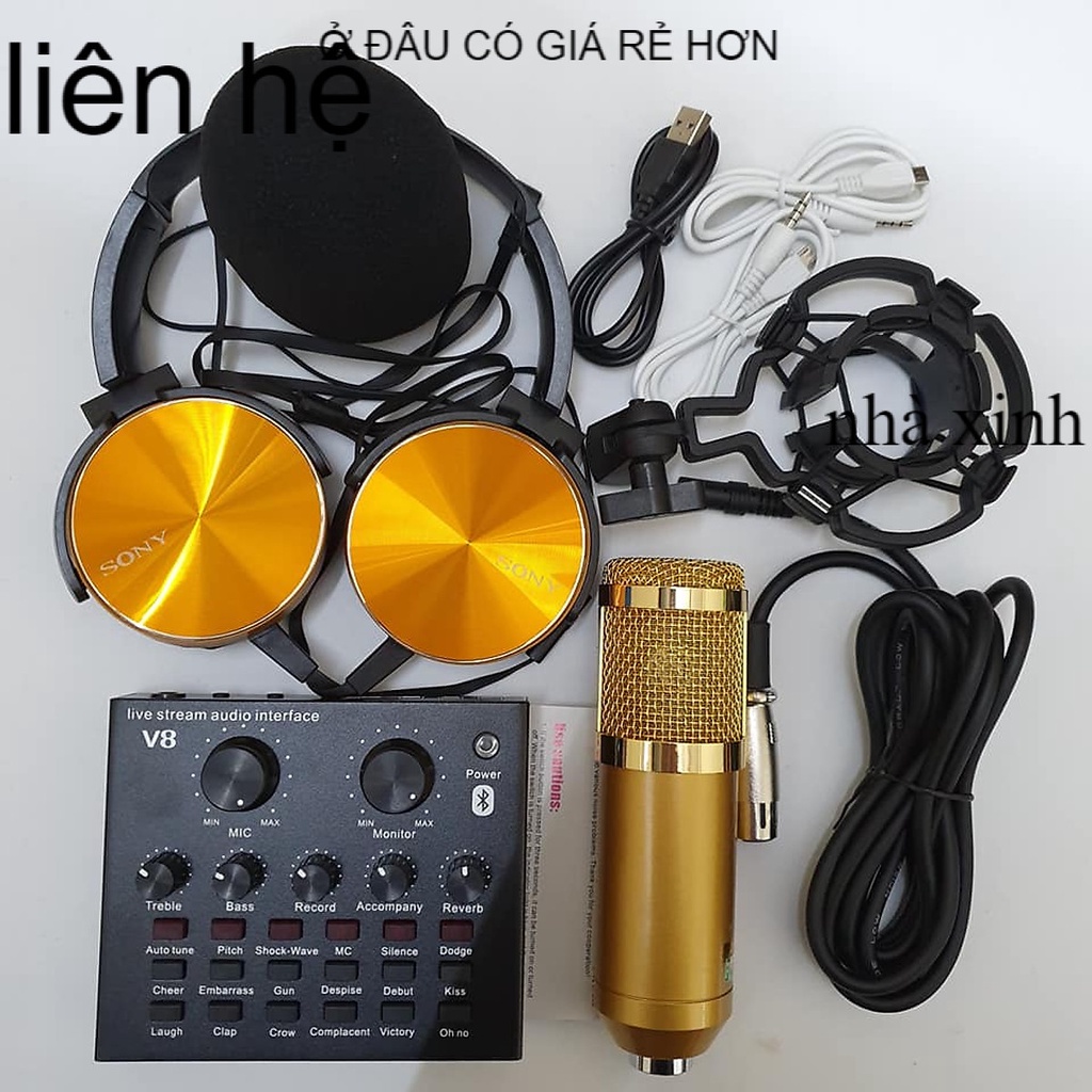 combo Bộ Míc Thu Âm Livestream Hát Karaoke Online Micro BM-900+ CARD V8 Bluetooth Tặngmùa dịch đang ngày càng nặng