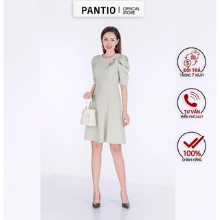 Fdc33092 - đầm công sở chất liệu thô tay phồng - pantio