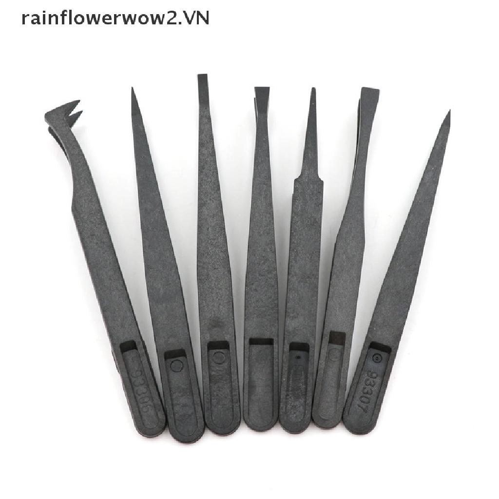 Set 7 Nhíp Nhựa Cứng Màu Đen Chống Tĩnh Điện Chuyên Dụng Sửa Chữa