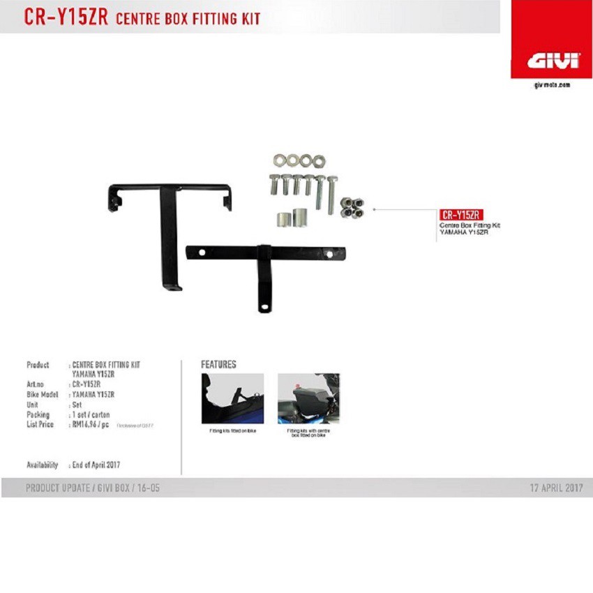 { CAO CẤP } Pát Gắn Thùng Giữa Givi Cho Xe Honda Honda Exciter 150 Chất liệu thép cao cấp sơn tĩnh điện.