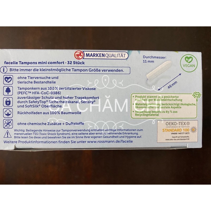 Tampon Facelle mẫu mới mini 2 giọt 32 chiếc - tampons chuẩn Đức