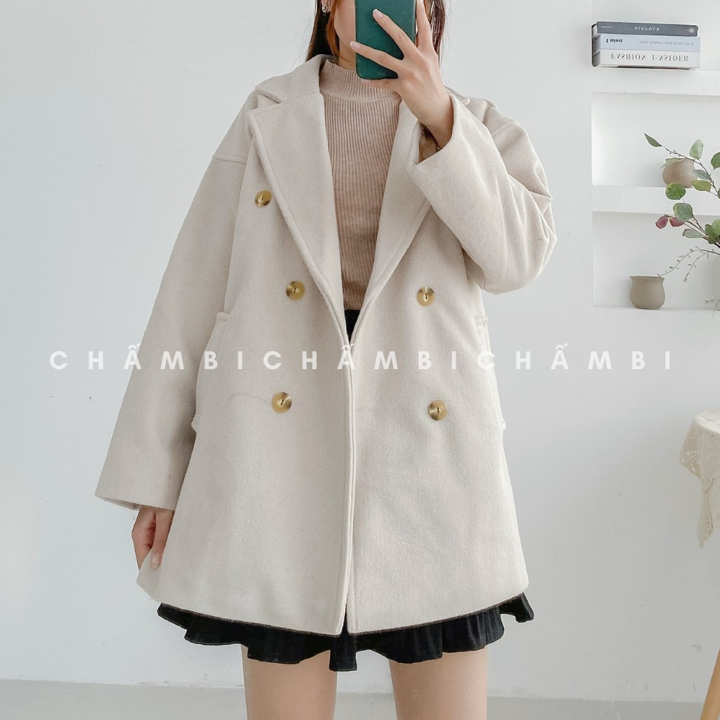 [SALE XẢ TẾT] Áo Khoác Dạ Trơn Dáng Dài Túi Chéo 2 Hàng Cúc Freesize<60kg - A.105 | BigBuy360 - bigbuy360.vn