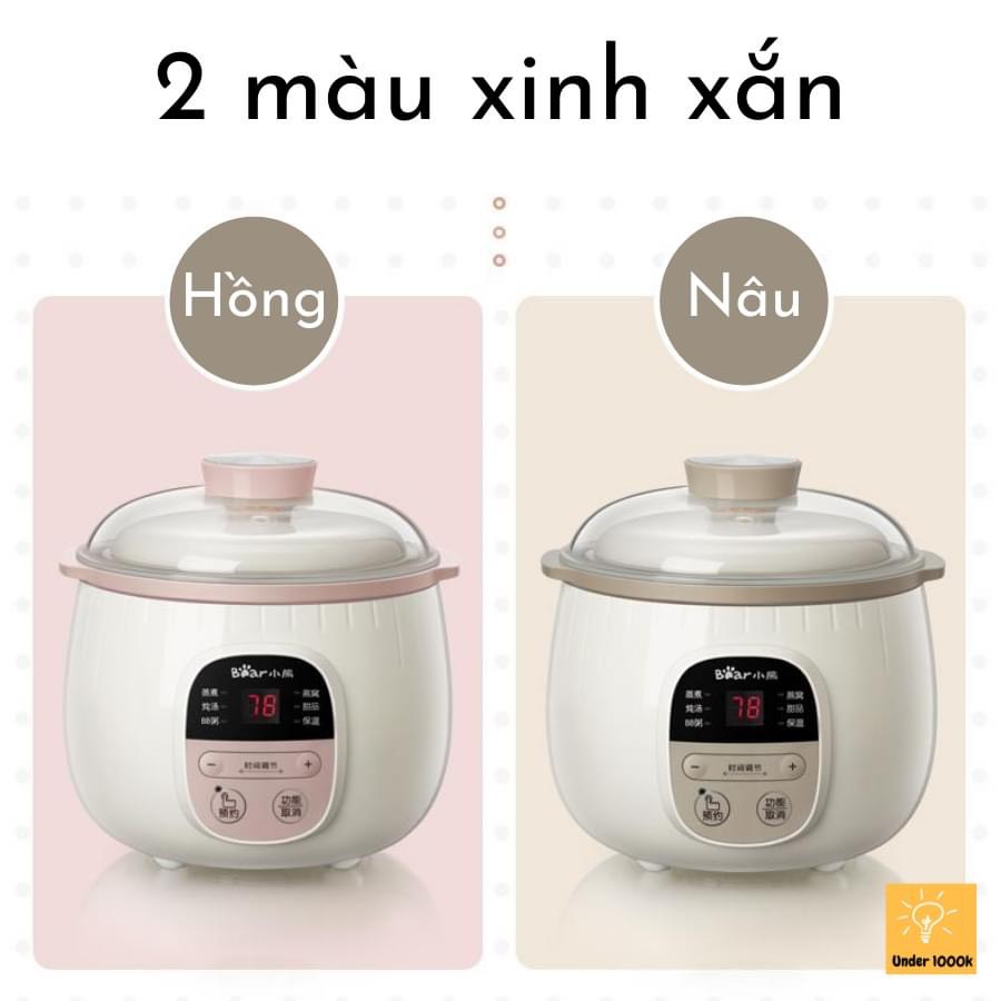 Nồi nấu cháo chậm, cách thủy và ninh hầm ăn dặm cho bé dung tích 0.8 lít và 1.6 lít