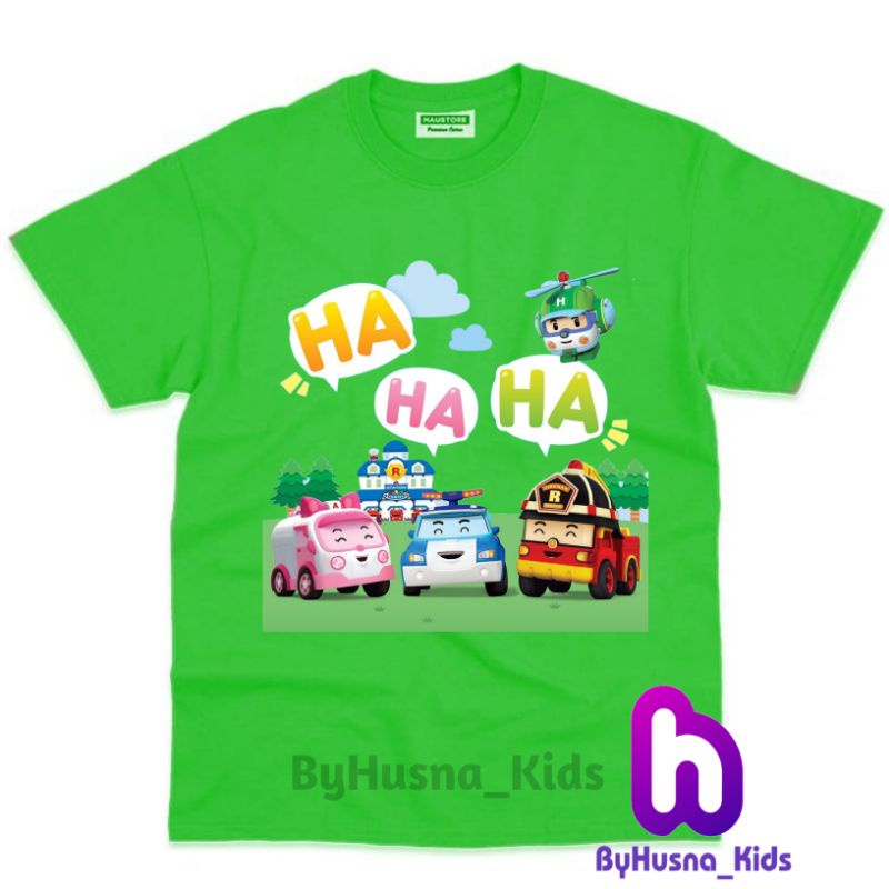 Áo thun cho bé trai và bé gái in hình hoạt hình Robocar Poly dễ thương, chất liệu cotton mềm mịn thoáng mát NTShirt 03