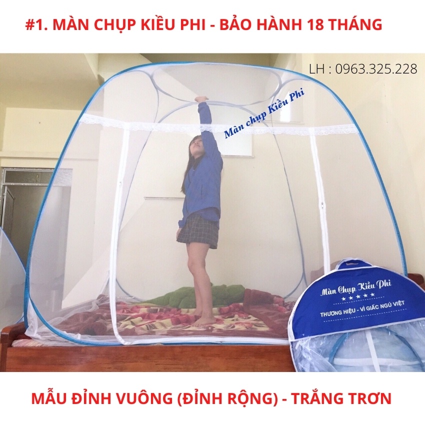 Màn chụp tự bung Kiều Phi đỉnh vuông cao cấp - Mùng tự bung người lớn gấp gọn thông minh Kiều Phi