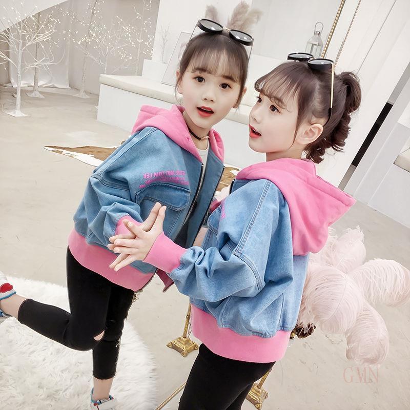 Áo khoác jean phong cách phương Tây thời trang xuân thu mới 2021 cho bé gái