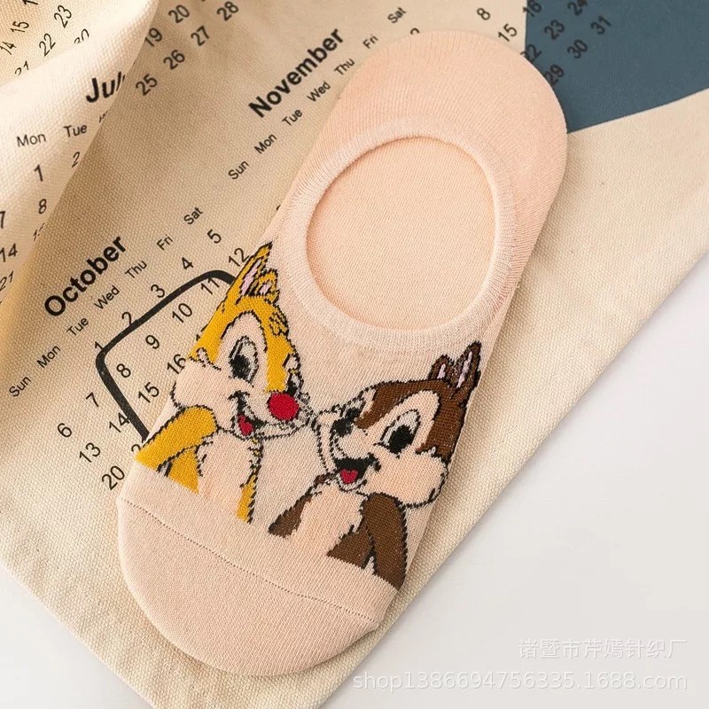 Tất Vớ Lười Disney Tất Lười nữ Hoạt hình Mang giày thể thao Phong cách Ulzzang Vớ ẩn Nữ Cotton Cao cấp