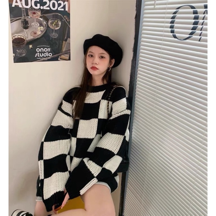 ÁO SWEATER HOẠ TIẾT BÀN CỜ