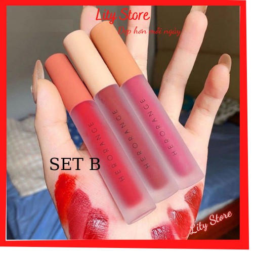 Son Herorange - Set Son Herorange 3 cây son kem siêu lì không lem, không trôi màu Herorange, Hàng đủ 2 set A, B. | BigBuy360 - bigbuy360.vn
