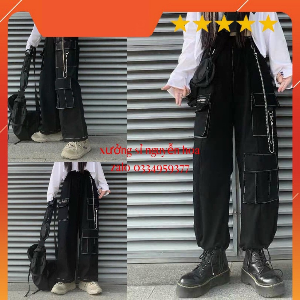 Quần jogger kaki túi hộp kèm xích có dây rút cực chất kèm ảnh/video thật xưởng sỉ nguyễn hoa