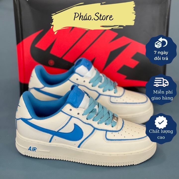 Giày_Nike, Giày AF1 Trắng Viền Xanh Hàng Cao Cấp Premium Full Box, Bill