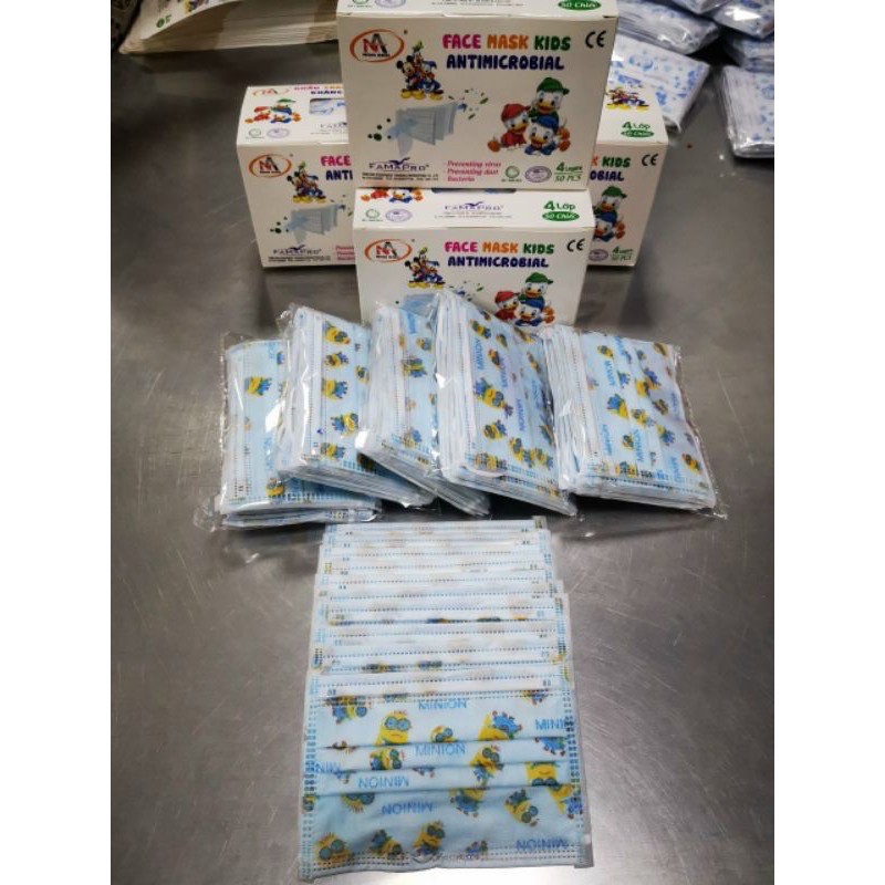 [[Chính hãng]]-khẩu trang trẻ em Nam Anh Famapro giấy kháng khuẩn cao cấp dành cho e bé hộp 50 cái