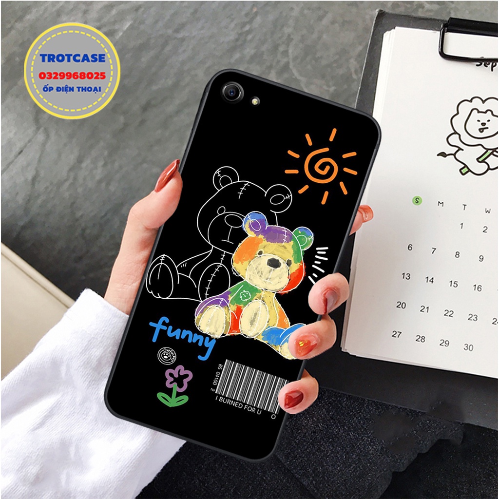 Ốp lưng điện thoại Oppo A71 / A83 / A39 / A57 / A37 / A31 / A33 - in hình chú gấu brick đen siêu đẹp
